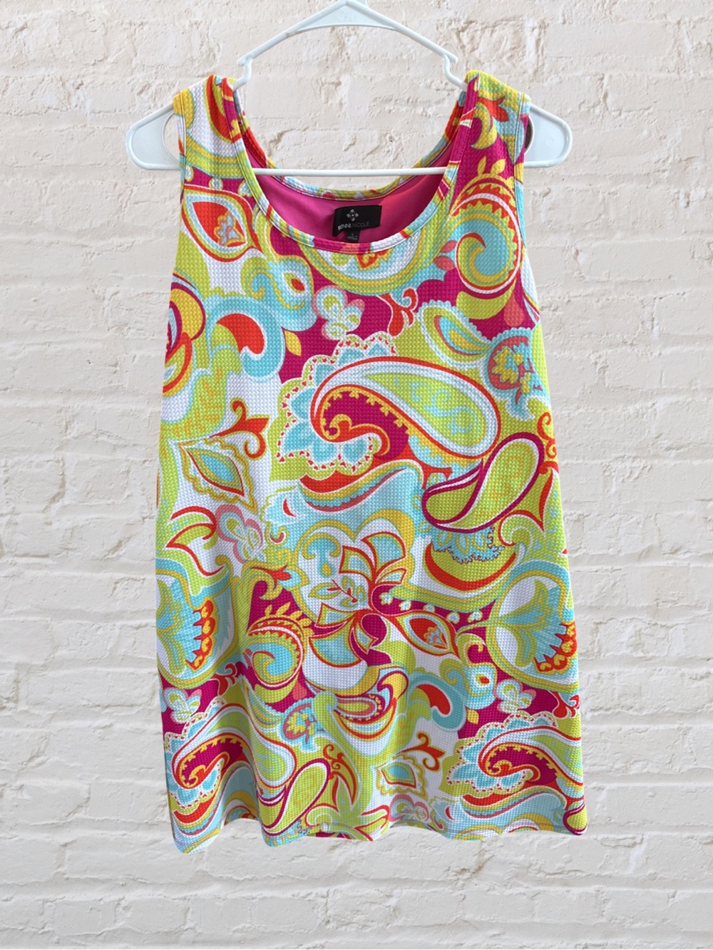 Ronni Nicole Paisley Tank Top in Pink, Lime & Aqua